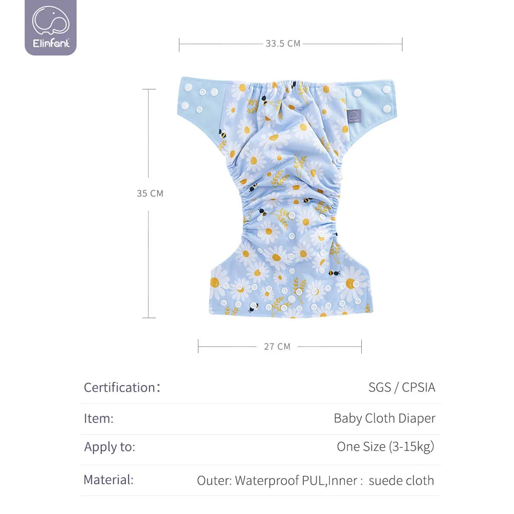 Elinfant Baby Reusable Washable Diaper Cloth Suede Cloth Inner With One Pocket Fit 3-15kg Baby Cloth