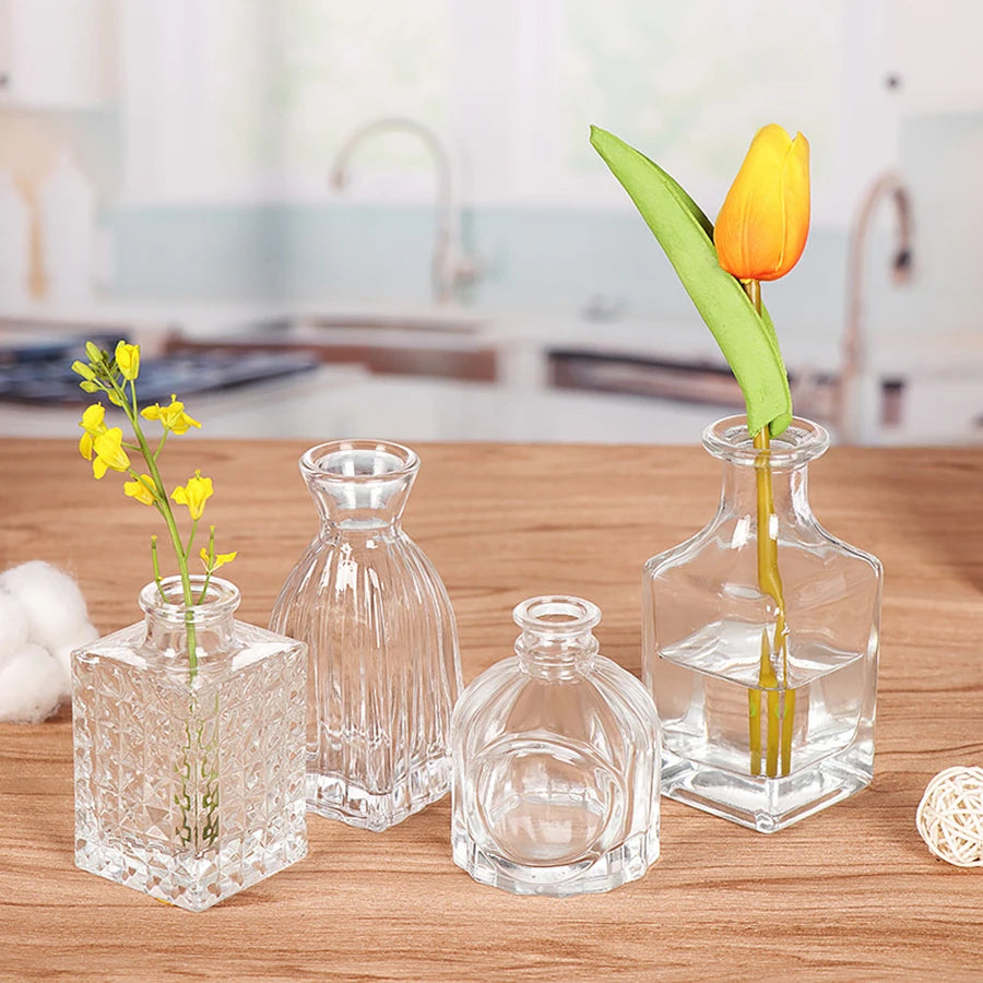1 piece retro small vase glass aromatherapy bottle mini transparent vase living room decoration simple dining table decoration h