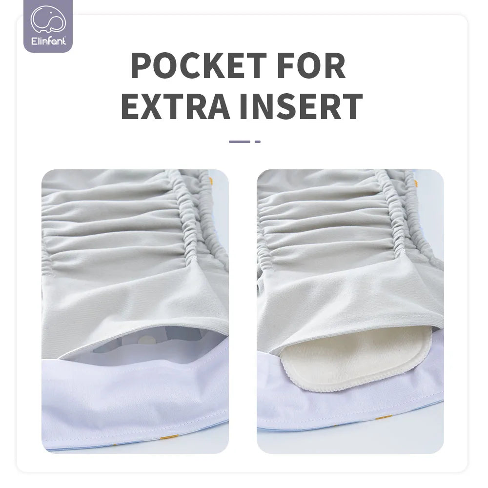 Elinfant Baby Reusable Washable Diaper Cloth Suede Cloth Inner With One Pocket Fit 3-15kg Baby Cloth