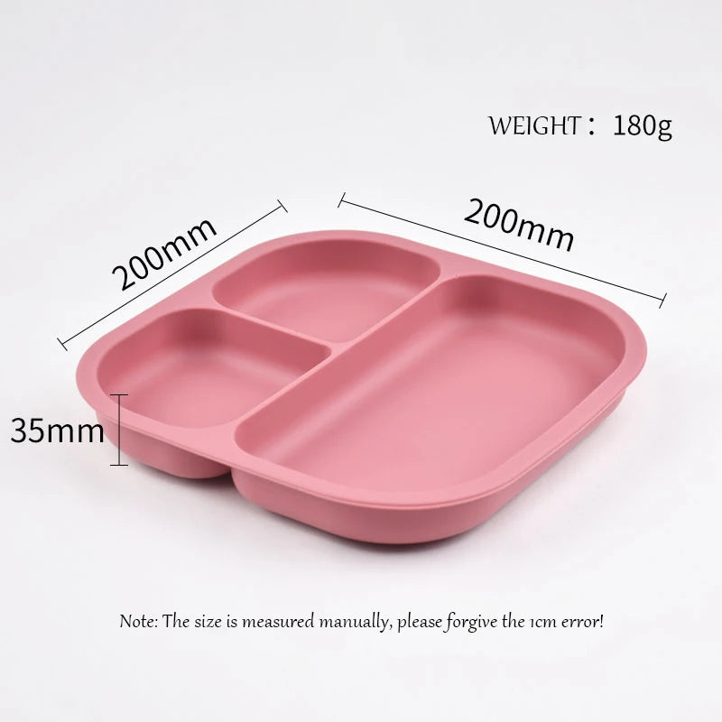 Food Grade Silicone Dining Plate Children 3-Grids Dishes Eating Training Tableware Feeding Tray With Sucker Anti-Drop Baby Stuff