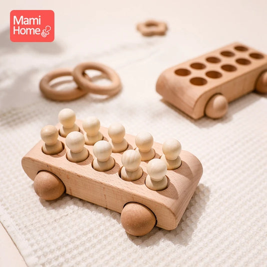 1Set Wooden Toys Beech Wood Car Educational Montessori Toys For Children Teething Baby Teethers Birthday Gift baby Baby Goods