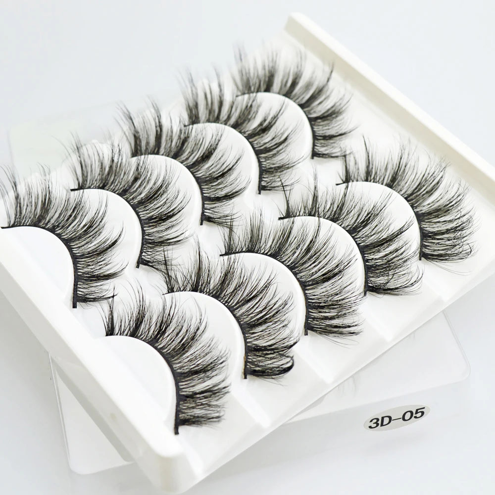 5pairs Natural false eyelashes with thick false eyelash extensions Reusable 3D false eyelashes makeup soft and easy to wear