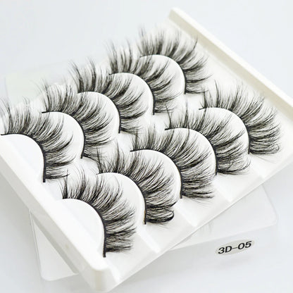 5pairs Natural false eyelashes with thick false eyelash extensions Reusable 3D false eyelashes makeup soft and easy to wear