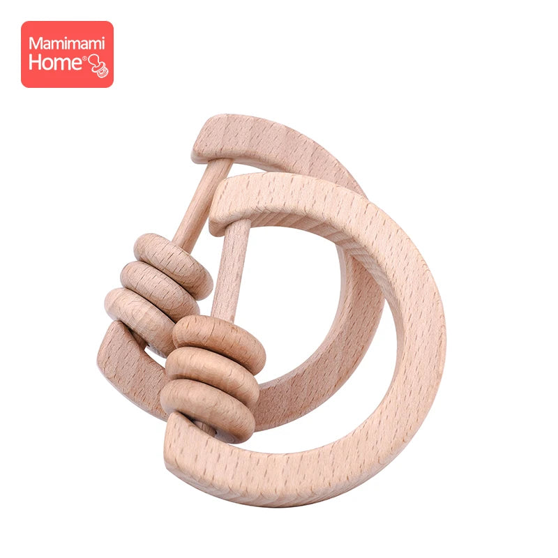 1pc Baby Wooden Teether Rattle Toys Wooden Rattles Abacus Beads Musical Rattles Ring Toys Children'S Goods Classic Sensory Toys
