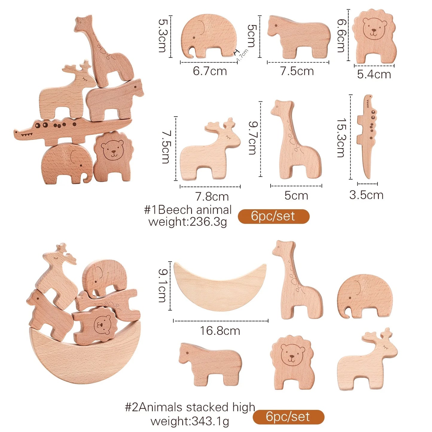 1 Set Baby Wooden Blocks Animal Stacking Building Block Toy Balance Constructor Blocks Game Montessori Puzzle Toys Gift