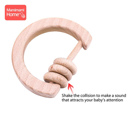 1pc Baby Wooden Teether Rattle Toys Wooden Rattles Abacus Beads Musical Rattles Ring Toys Children'S Goods Classic Sensory Toys