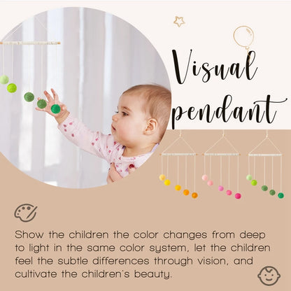 Baby Montessori Plush Ball Mobile Toy Newborn Colorful Hanging Crib Toy Visual Sensory Game Color Cognitive Educational Toys