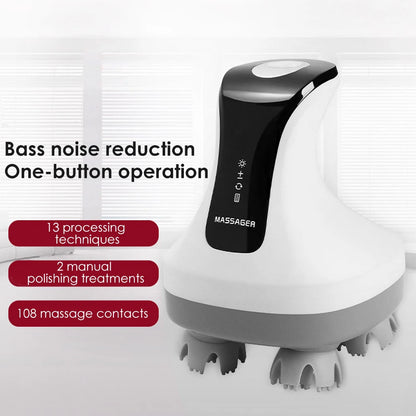 4D Magnetic Rechargeable Head Massager High-power Wireless Electric Scalp IPX7 Waterproof Positive Negative Knead Promote Growth