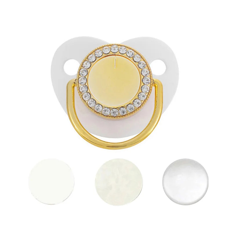 Newborn Blank Baby Pacifier Rhinestone Silicone Infant Teethers Baby Shower Gifts BPA Free Baby Soother Dummy for 0-24M
