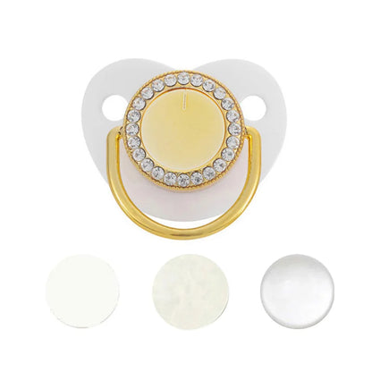 Newborn Blank Baby Pacifier Rhinestone Silicone Infant Teethers Baby Shower Gifts BPA Free Baby Soother Dummy for 0-24M