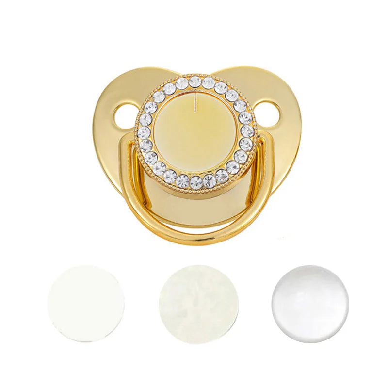 Newborn Blank Baby Pacifier Rhinestone Silicone Infant Teethers Baby Shower Gifts BPA Free Baby Soother Dummy for 0-24M