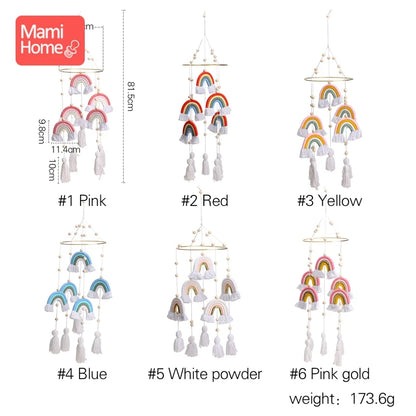 1Set Bed Bell Kids Rainbow Tassel Bed Bell Kids Room Bed Hanging Decor Newborn Educational Toy Gifts Baby Room Decoration