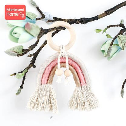 1pc Baby Teether Tassel Pacifier Chain Pendant Wooden Blank Ring Toys Gym Play Children'S Goods Newborn Nurse Gifts Wooden Beads