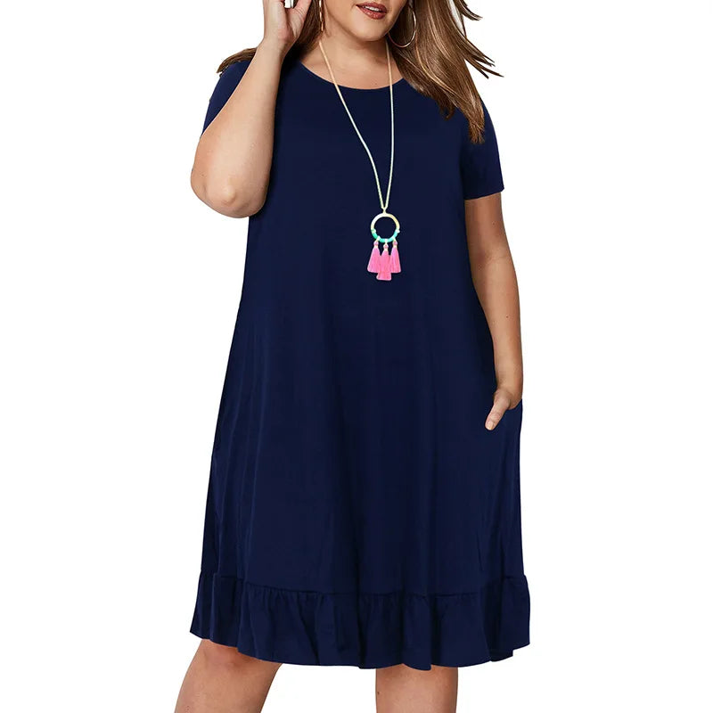 9XL Spring Plus Size Ruffle Dress
