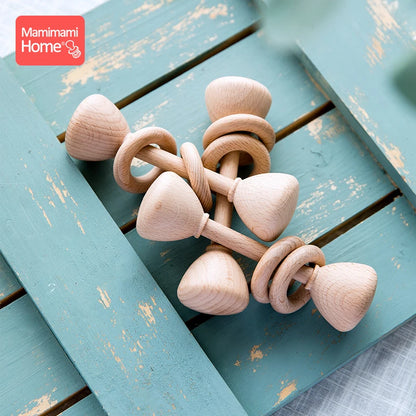 Wooden Teether Bells Wooden Rattles Blank Soothe Baby Nursing Gifts Montessori Toys Baby Ring Rattle Toy Children'S Goods Rodent