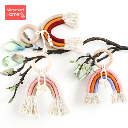 1pc Baby Teether Tassel Pacifier Chain Pendant Wooden Blank Ring Toys Gym Play Children'S Goods Newborn Nurse Gifts Wooden Beads