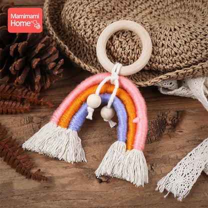1pc Baby Teether Tassel Pacifier Chain Pendant Wooden Blank Ring Toys Gym Play Children'S Goods Newborn Nurse Gifts Wooden Beads