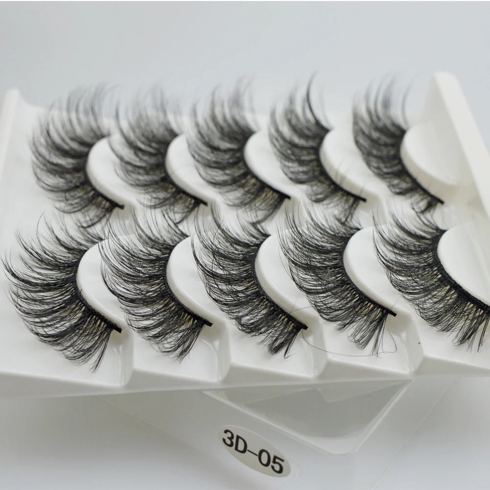 5pairs Natural false eyelashes with thick false eyelash extensions Reusable 3D false eyelashes makeup soft and easy to wear
