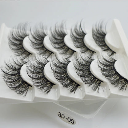 5pairs Natural false eyelashes with thick false eyelash extensions Reusable 3D false eyelashes makeup soft and easy to wear