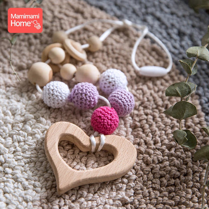 Mamihome 1pc Baby Wooden Teether Diy For Baby Nursing Necklace Beech Rodent Croche Smile Beads Ring Rattle Children'S Goods Toys