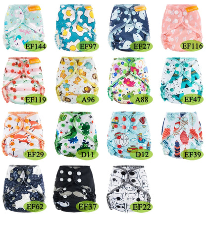 Happy Flute AIO Newborn Reusable Baby Cotton Cloth Diapers All in One NB / M Ecological Nappies Double Gussets  Fit 3-5KG Baby