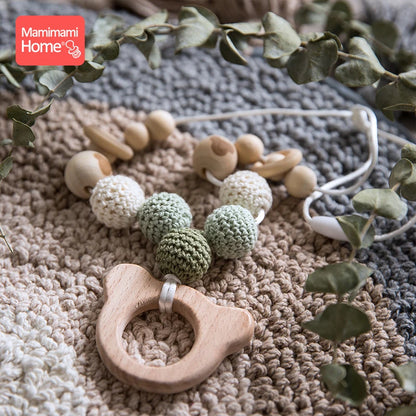Mamihome 1pc Baby Wooden Teether Diy For Baby Nursing Necklace Beech Rodent Croche Smile Beads Ring Rattle Children'S Goods Toys