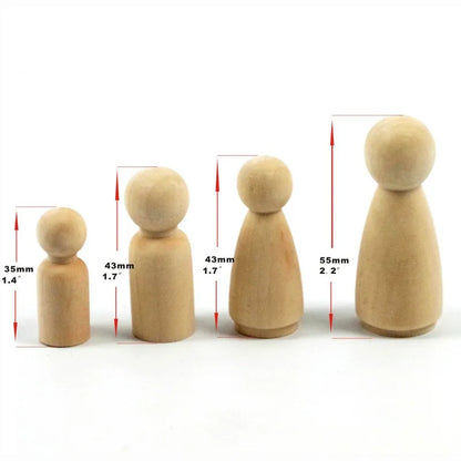 20pc Grandma Peg Dolls (2.2")-Solid Hardwood Natural Unfinished  DIY Turnings-Ready for Paint or Stain-Wooden People