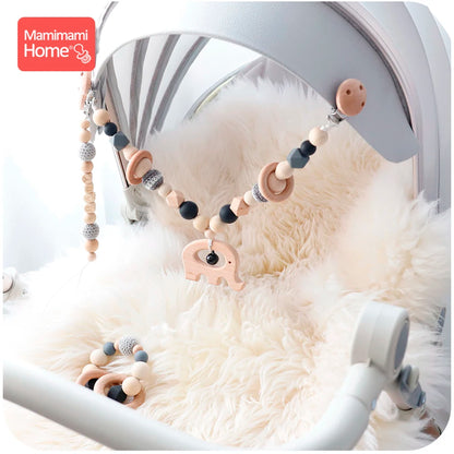 Baby Wooden Teether 1set Pram Clip Beech Rodent Gym Play Personalized Name Pacifier Chain Chewable Bracelet Children'S Goods Toy