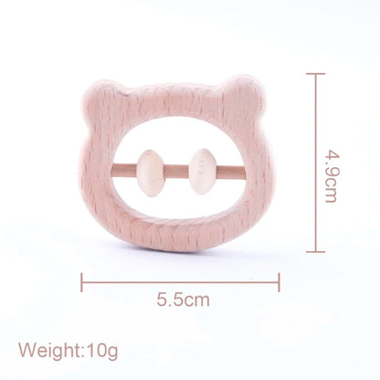10PC Montessori Activity Gym Toys Lovey Small Wooden Bear Head Abacus Beads Rattles Baby Teether Toys Nursing Baby Teether
