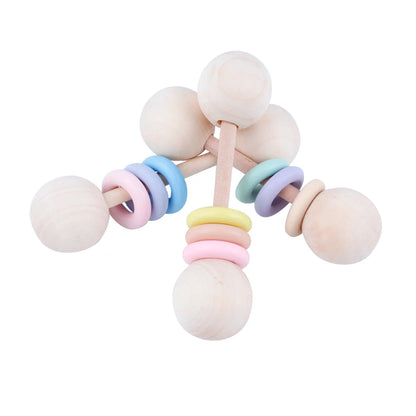 Wooden Teether Bells Wooden Rattles Blank Soothe Baby Nursing Gifts Montessori Toys Baby Ring Rattle Toy Children'S Goods Rodent