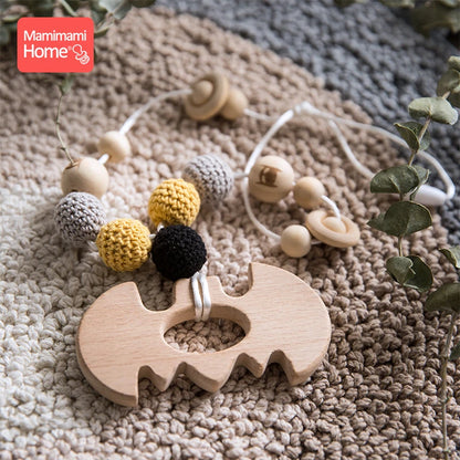 Mamihome 1pc Baby Wooden Teether Diy For Baby Nursing Necklace Beech Rodent Croche Smile Beads Ring Rattle Children'S Goods Toys