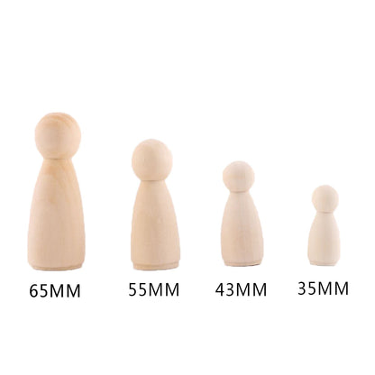30pc Grandma Peg Dolls (2.1'') Natural Unfinished Wooden Teething Toys For Paint Or Stain-Waldorf Wooden Toys Buliding Blocks