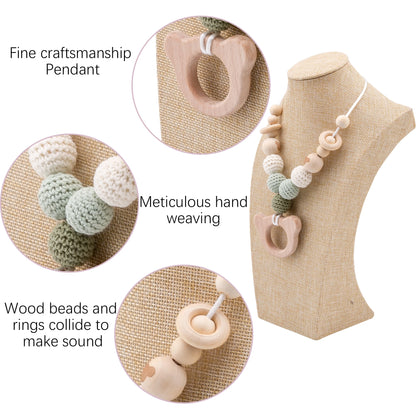 Mamihome 1pc Baby Wooden Teether Diy For Baby Nursing Necklace Beech Rodent Croche Smile Beads Ring Rattle Children'S Goods Toys