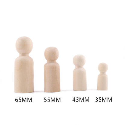30pc Grandma Peg Dolls (2.1'') Natural Unfinished Wooden Teething Toys For Paint Or Stain-Waldorf Wooden Toys Buliding Blocks