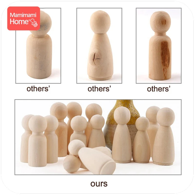 20pcs 55mm Peg Dolls Unpainted Unfinished  Women Dolls Handmade Grden Decor DIY Crafts Blocks Wooden Blank Children'S Goods Toys