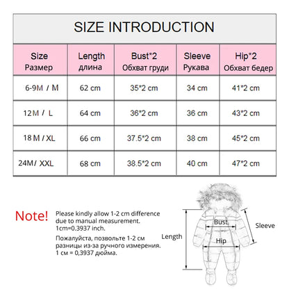IYEAL Infant Boys Girl Snowsuit Outwear Newest Winter Children Baby Clothes Hooded Natural Fur Thicken Warm Rompers