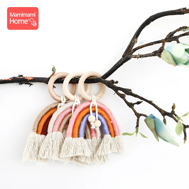 1pc Baby Teether Tassel Pacifier Chain Pendant Wooden Blank Ring Toys Gym Play Children'S Goods Newborn Nurse Gifts Wooden Beads