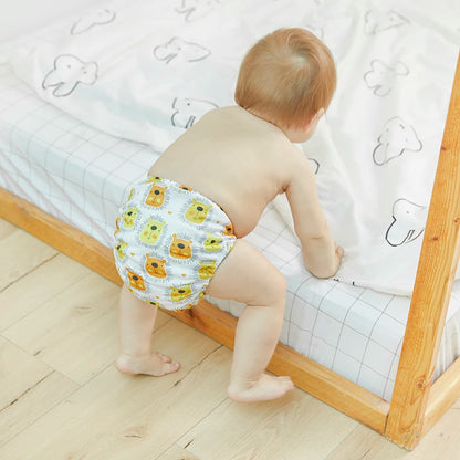 Happy Flute Overnight AIO Cloth Diaper Night Use Heavy Wetter Baby Diapers Bamboo Charcoal Double Gussets Fit 5-15kg