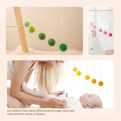 Baby Montessori Plush Ball Mobile Toy Newborn Colorful Hanging Crib Toy Visual Sensory Game Color Cognitive Educational Toys