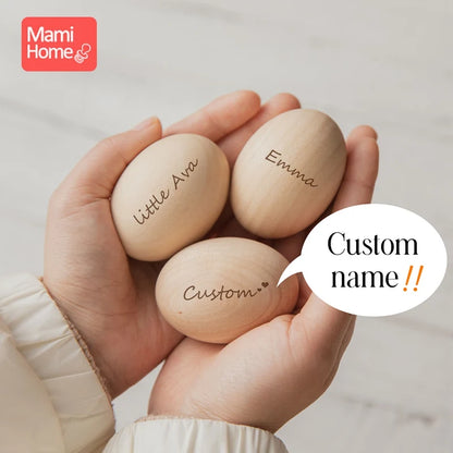 1pc Wooden Egg Custom Made Toys Easter Egg DIY Unfinished Crafts Smooth Surface Painting Blocks Custom Text Wooden Teething Toys