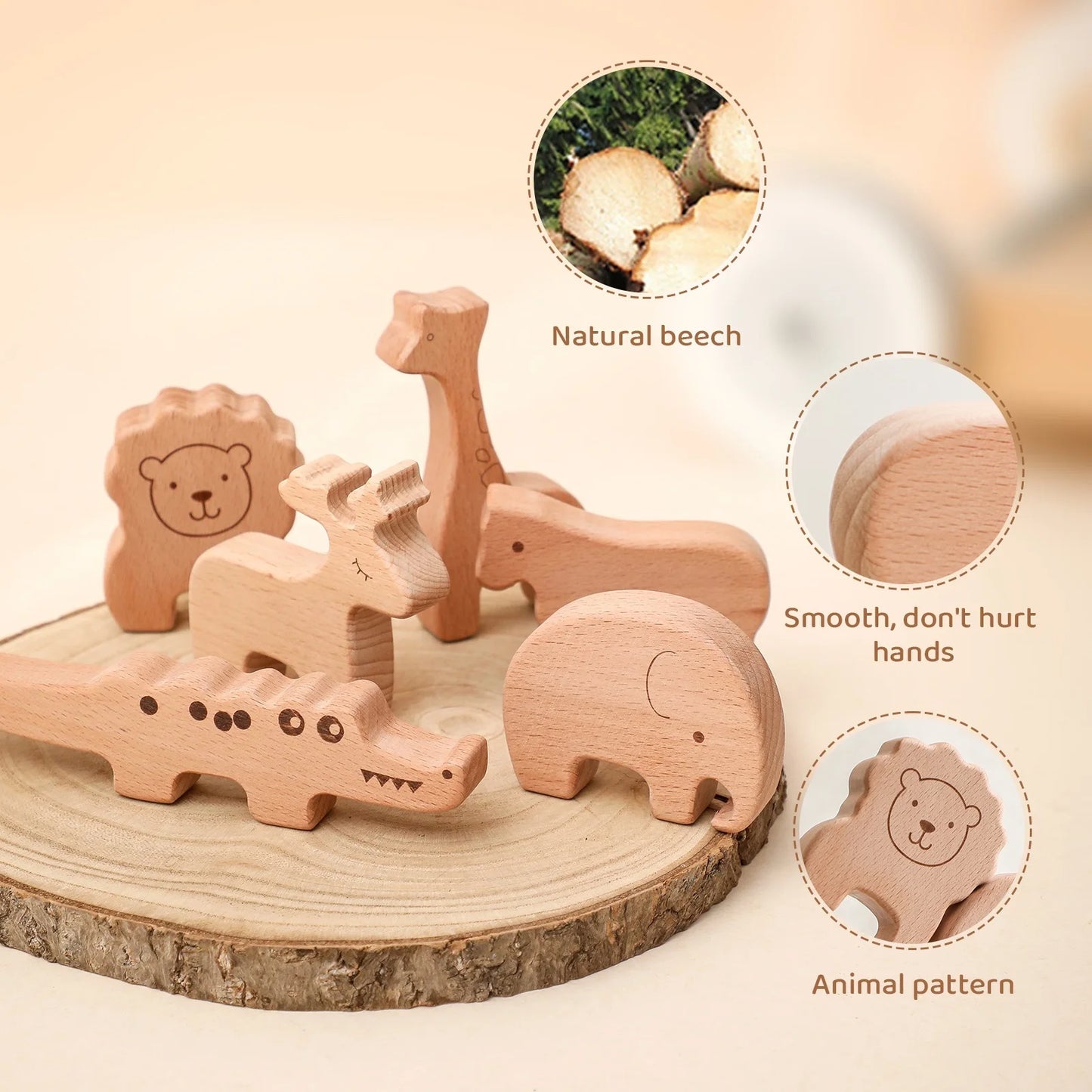 1 Set Baby Wooden Blocks Animal Stacking Building Block Toy Balance Constructor Blocks Game Montessori Puzzle Toys Gift