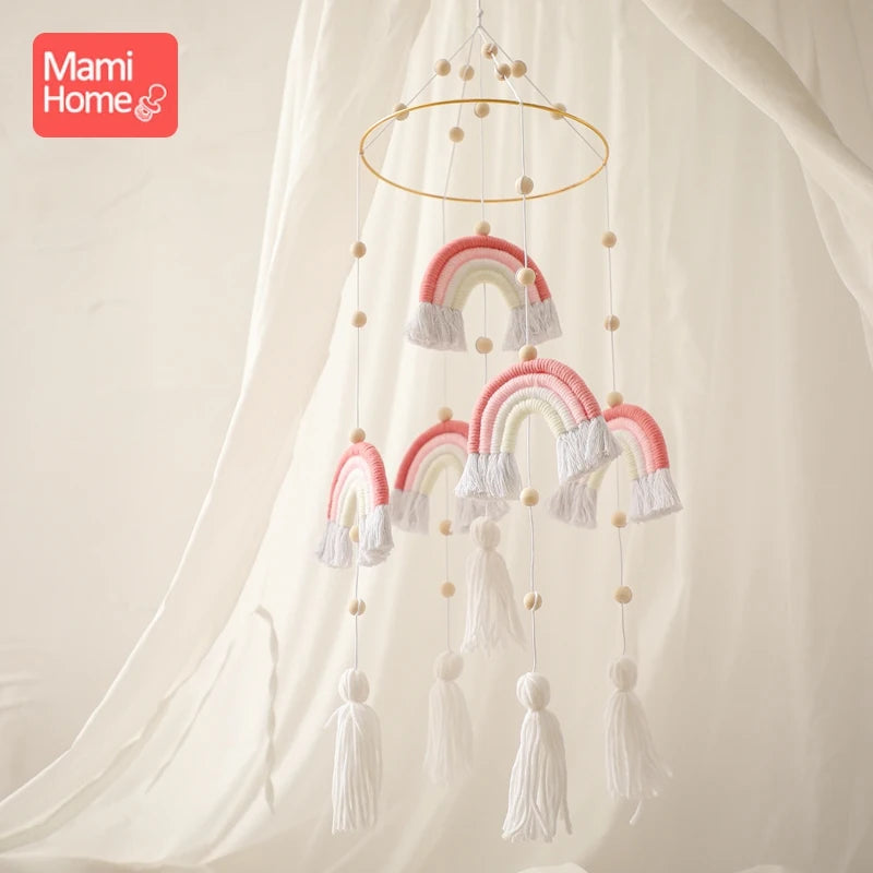1Set Bed Bell Kids Rainbow Tassel Bed Bell Kids Room Bed Hanging Decor Newborn Educational Toy Gifts Baby Room Decoration