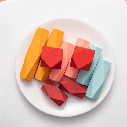 Silicone Building Block Colored Stone Educational Wooden Toy Nordic Style Balancing Stacked Building Montessori Toy Dropshipping