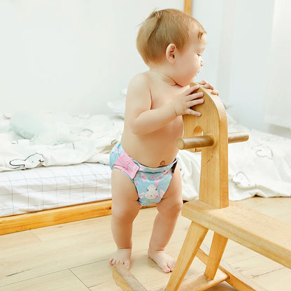 Happy Flute Overnight AIO Cloth Diaper Night Use Heavy Wetter Baby Diapers Bamboo Charcoal Double Gussets Fit 5-15kg