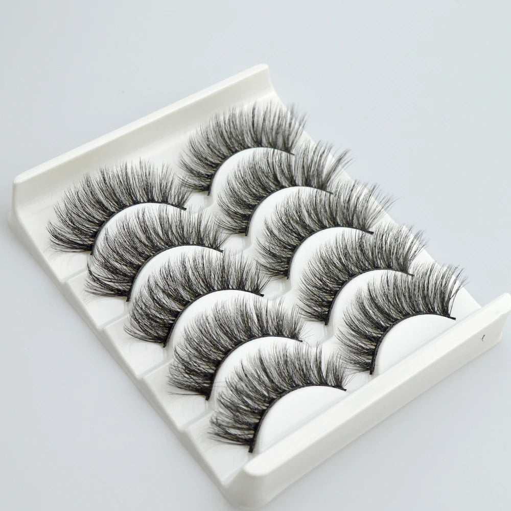 5pairs Natural false eyelashes with thick false eyelash extensions Reusable 3D false eyelashes makeup soft and easy to wear
