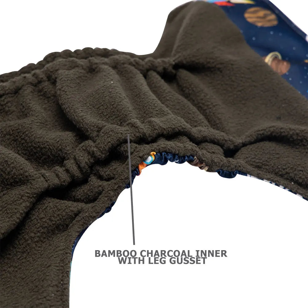 Pororo newborn diapers washable reusable waterproof diaper for newborns 0-3 months bamboo charcoal double inner gusset Baby item