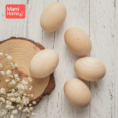 1pc Wooden Egg Custom Made Toys Easter Egg DIY Unfinished Crafts Smooth Surface Painting Blocks Custom Text Wooden Teething Toys