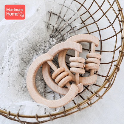 1pc Baby Wooden Teether Rattle Toys Wooden Rattles Abacus Beads Musical Rattles Ring Toys Children'S Goods Classic Sensory Toys