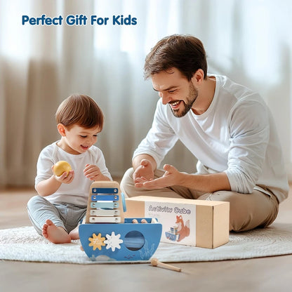 Wooden Ocean Sailboat 5-in-1 Toy Set Castle Stacking Multifunctional Shape Cognitive Toy Baby Montessori Education Toys Kid Gift