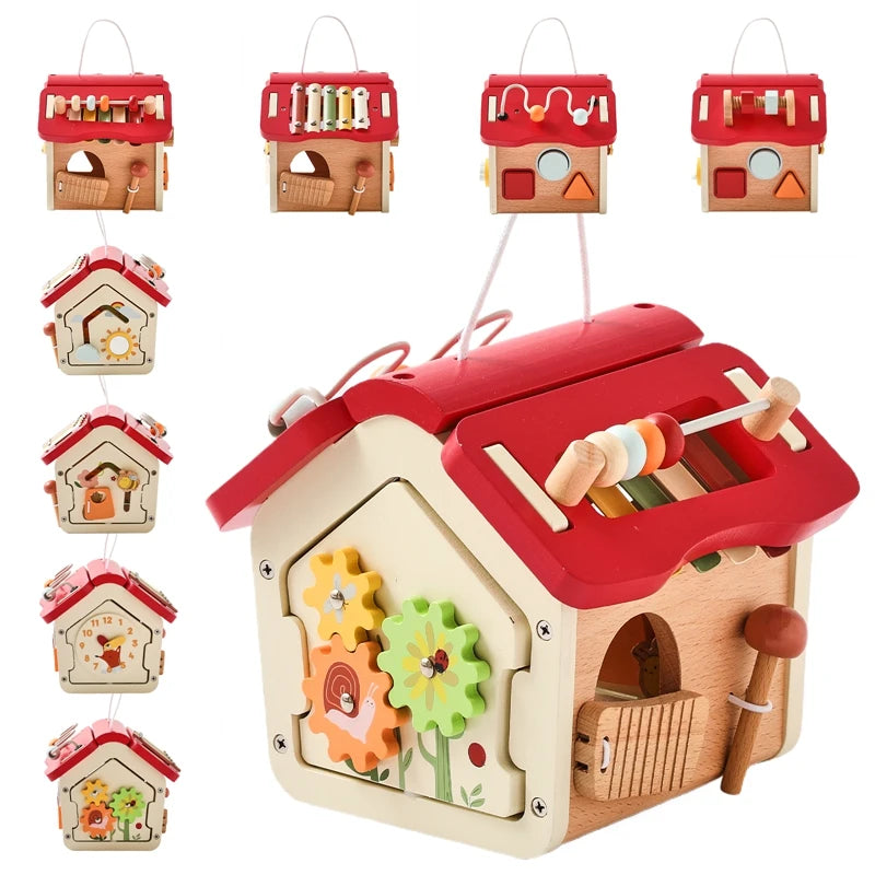 Wooden Montessori Toys Baby Multi Functional Music House Instrument Toys Kids Houses Blocks Early Childhood Education Game Gifts